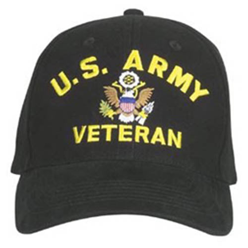 Gorra negra U.S. ARMY VETERAN en algodón peinado con hebilla metálica trasera ajustable