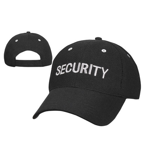 Gorra baseball negra con inscripción plateada 'SECURITY'