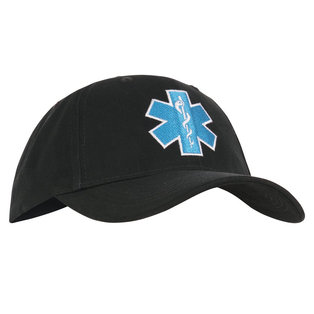 Gorra de béisbol negra E.M.S. con motivo bordado EMERGENCY
