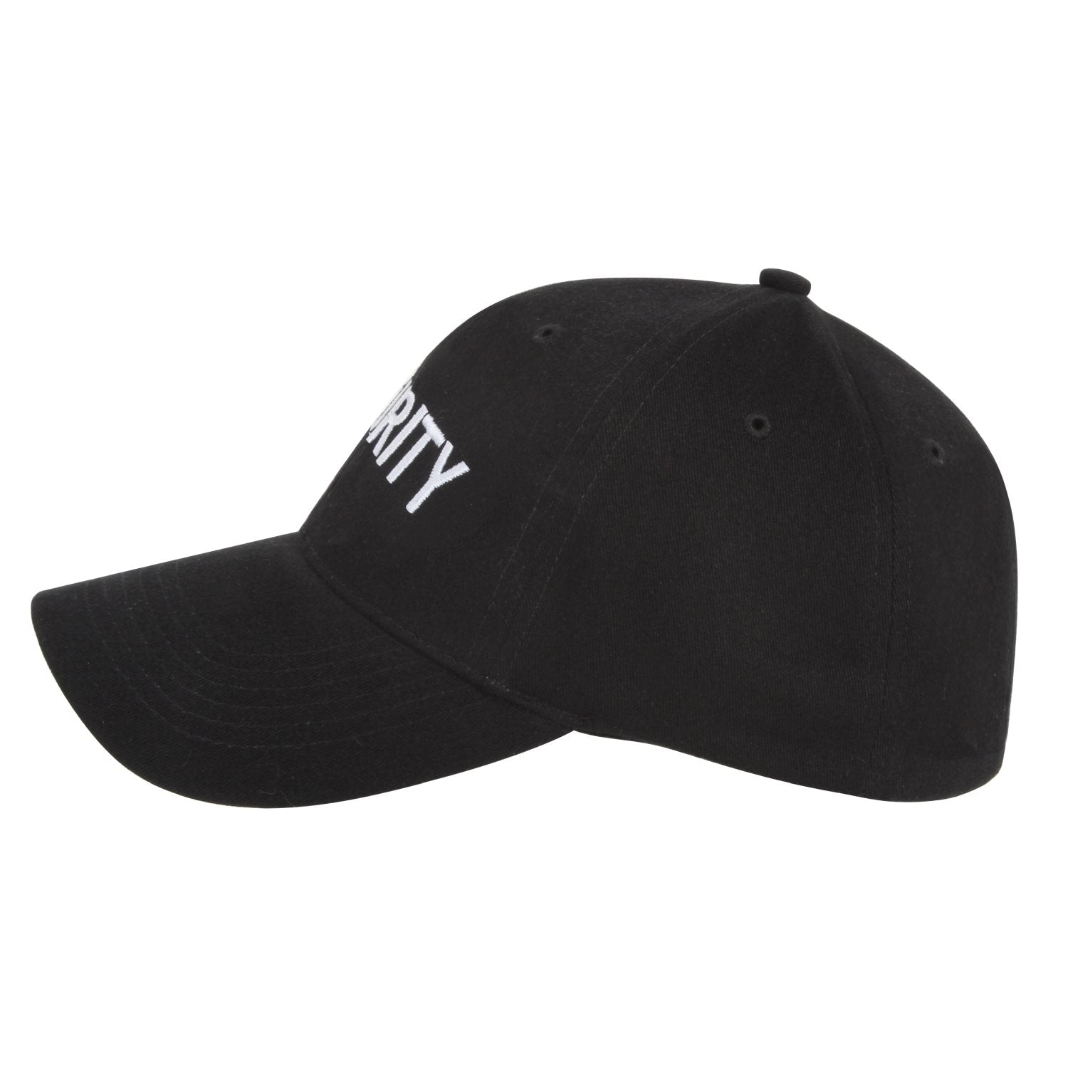 Gorra baseball negra con bordado 'SECURITY' y banda acolchada