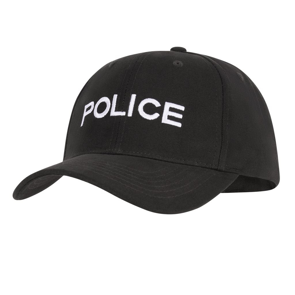 Gorra POLICE negra estilo béisbol con bordado y ajuste mediante correa (9283)