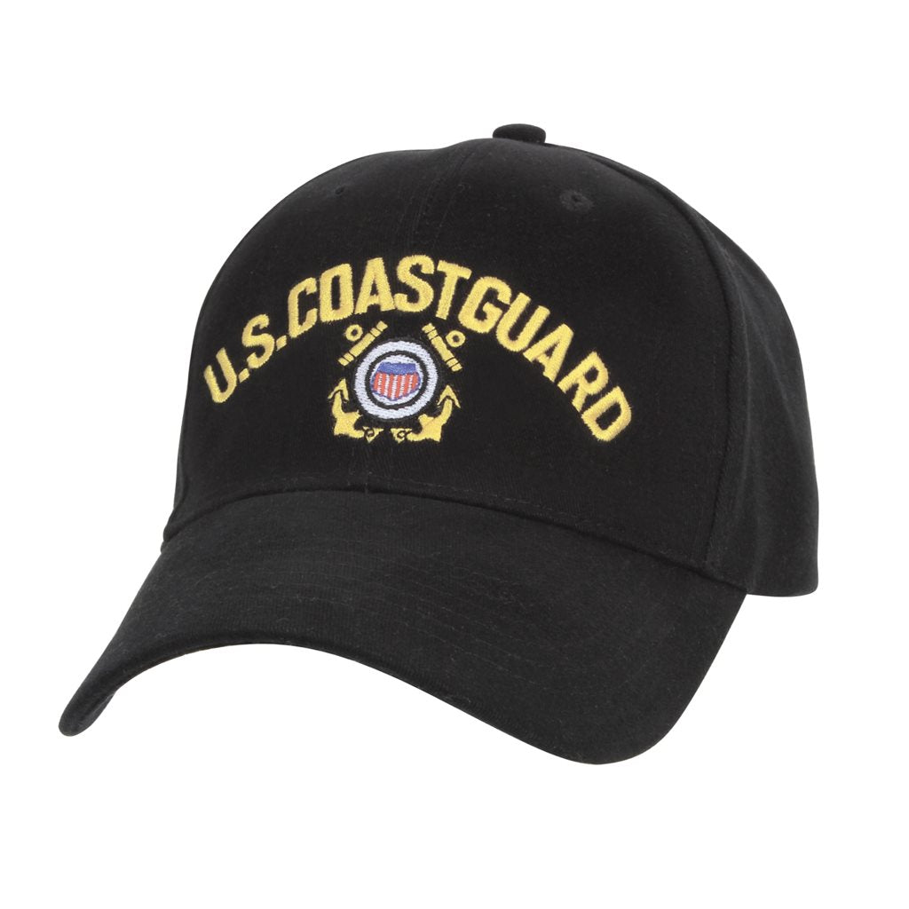 Gorra U.S. COAST GUARD negra con emblema bordado y hebilla metálica