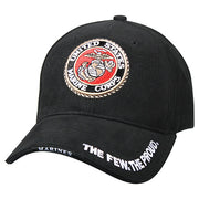 Gorra DELUXE USMC negra con logo bordado y visera en capas