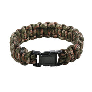 Pulsera Survival Paracord Woodland con cierre fastex de plástico y hasta 3 m de cuerda paracaídas
