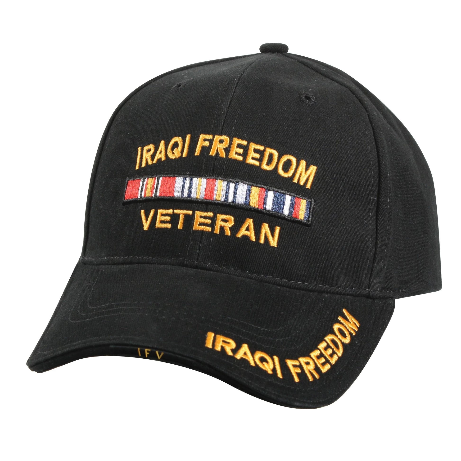 Gorra DELUXE IRAQI FREEDOM negra con bordado en relieve 3D y visera rígida