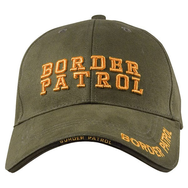 Gorra DELUXE BORDER PATROL verde con bordado 3D y visera rígida tipo sándwich