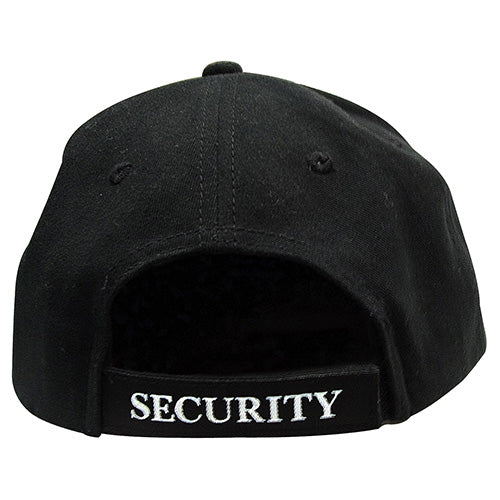Gorra DELUXE SECURITY negra con texto blanco bordado