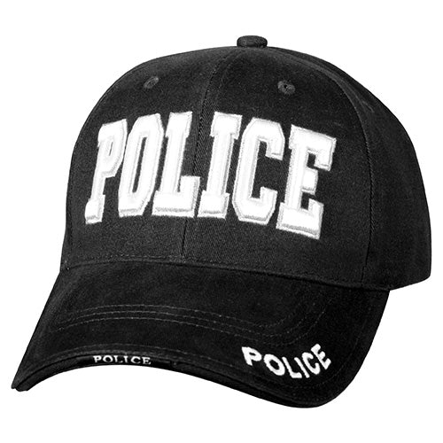 Gorra DELUXE POLICE negra con bordado 3D y visera rígida