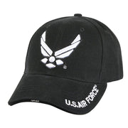 Gorra DELUXE NEW WING AIR FORCE negra, algodón peinado, visera estratificada y logo bordado.