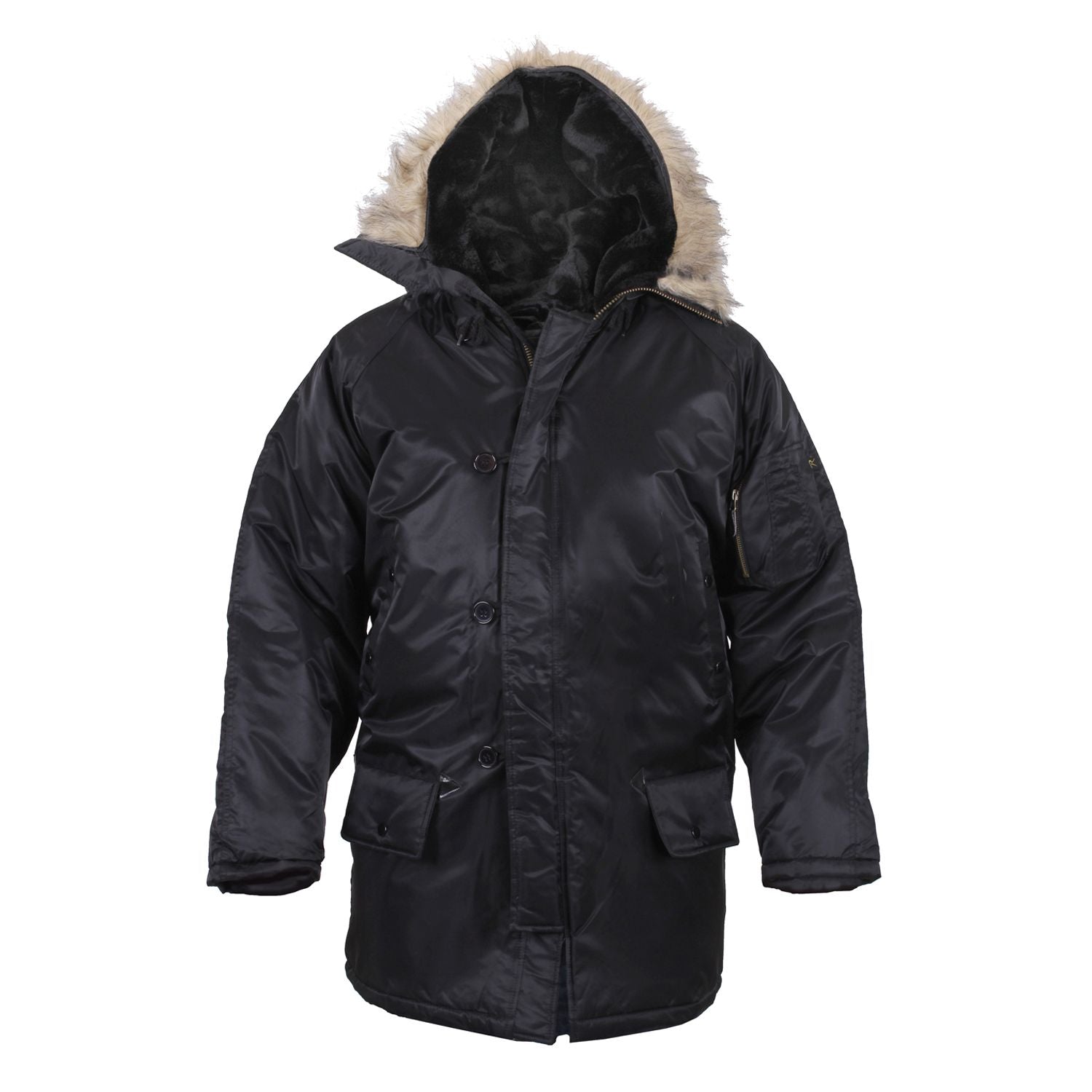 Parka N-3B larga negra, vista frontal