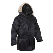Parka N-3B larga negra, vista frontal