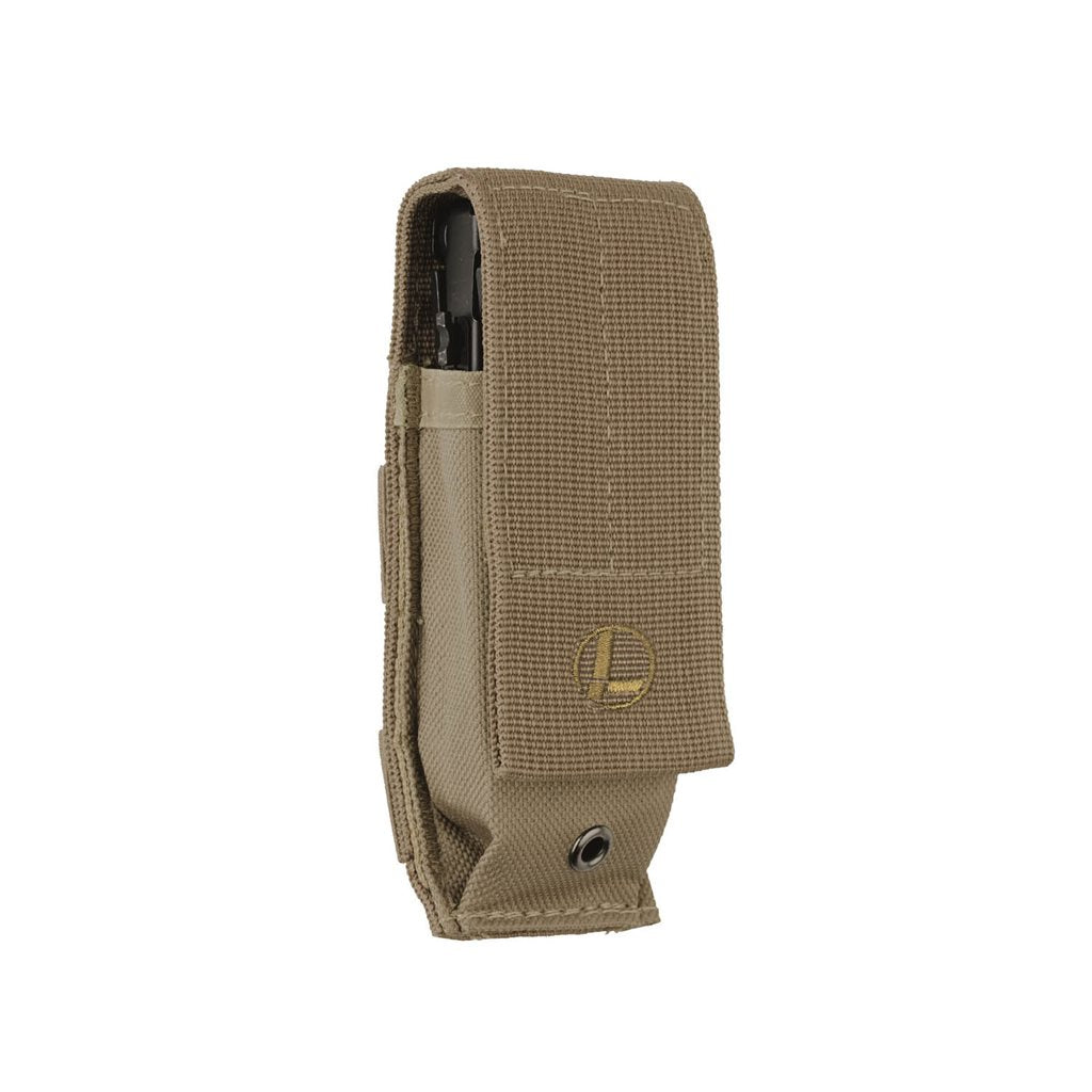 Funda Leatherman nylon MOLLE L marrón con bolsillo interior para accesorios