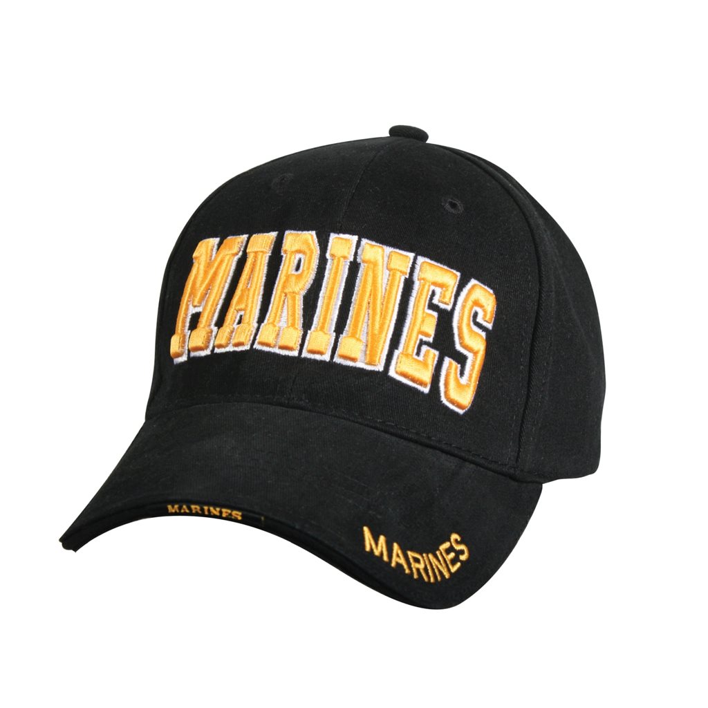 Gorra Deluxe MARINES negra de algodón peinado con visera en capas y cierre de velcro