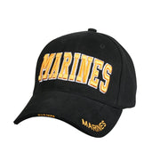 Gorra Deluxe MARINES negra de algodón peinado con visera en capas y cierre de velcro