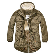 Parka MARSH LAKE verde con capucha, forro de piel sintética y cinco bolsillos