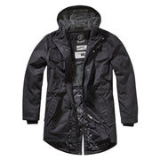 Parka MARSH LAKE negra de BRANDIT con capucha y forro de piel sintética