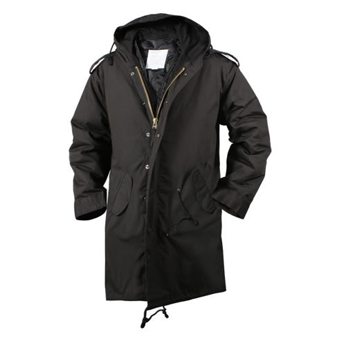 Parka M-51 Fishtail negra, réplica de parka militar con forro desmontable