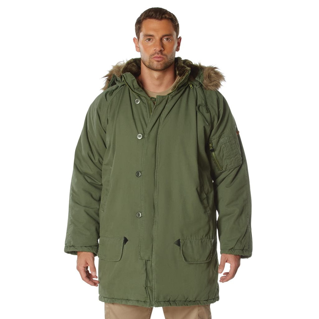 Parka N-3B VAGE verde, vista frontal de la prenda