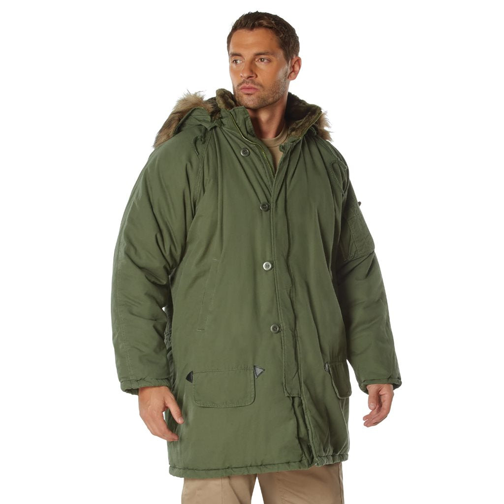 Parka N-3B VAGE verde, vista frontal de la prenda