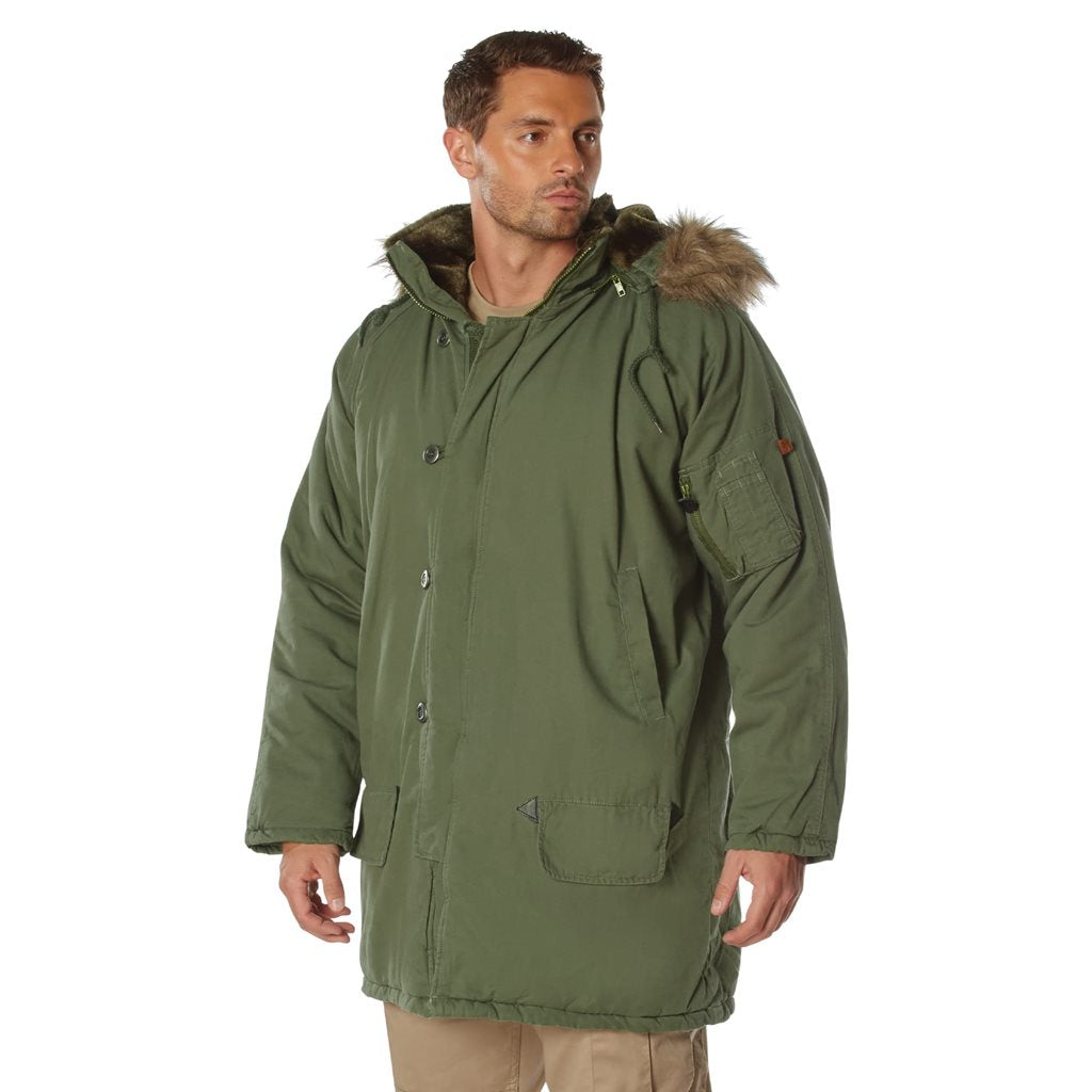 Parka N-3B VAGE verde, vista frontal de la prenda