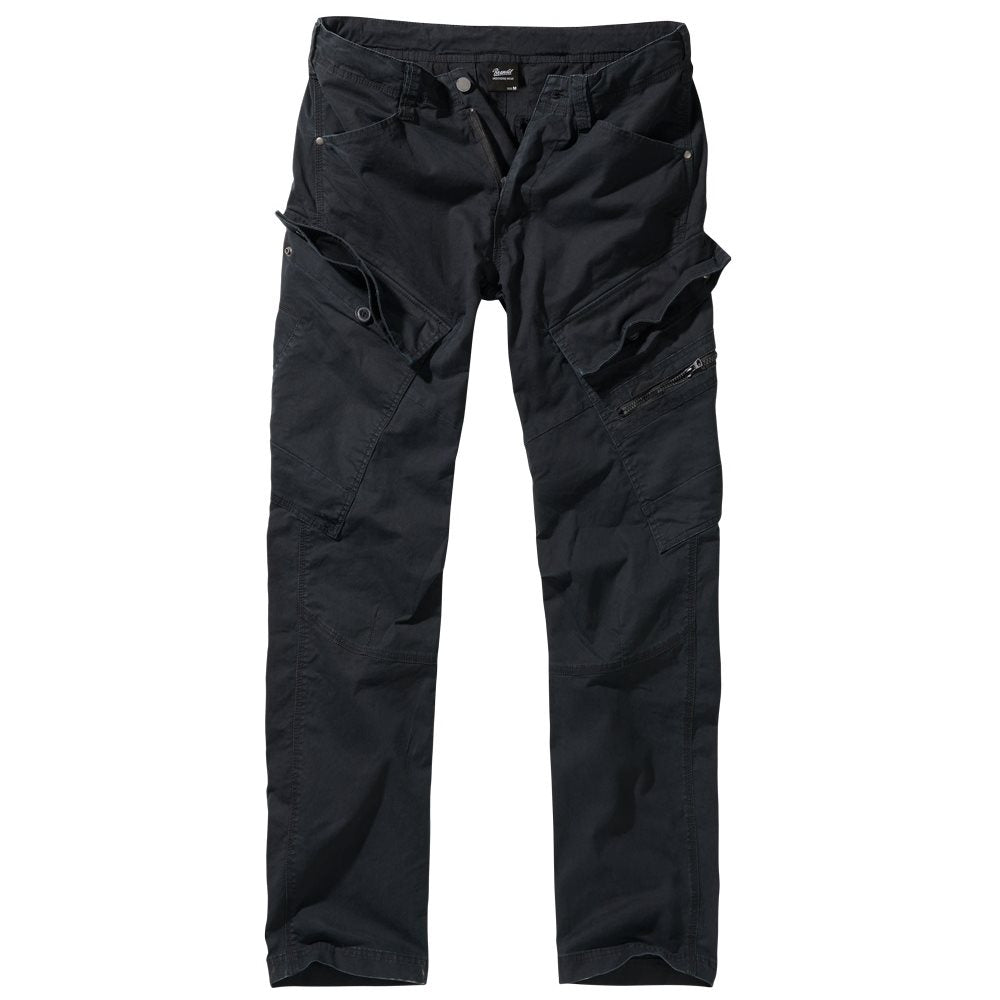 Pantalones Brandit ADVEN SIM FIT negros con bolsillos cargo