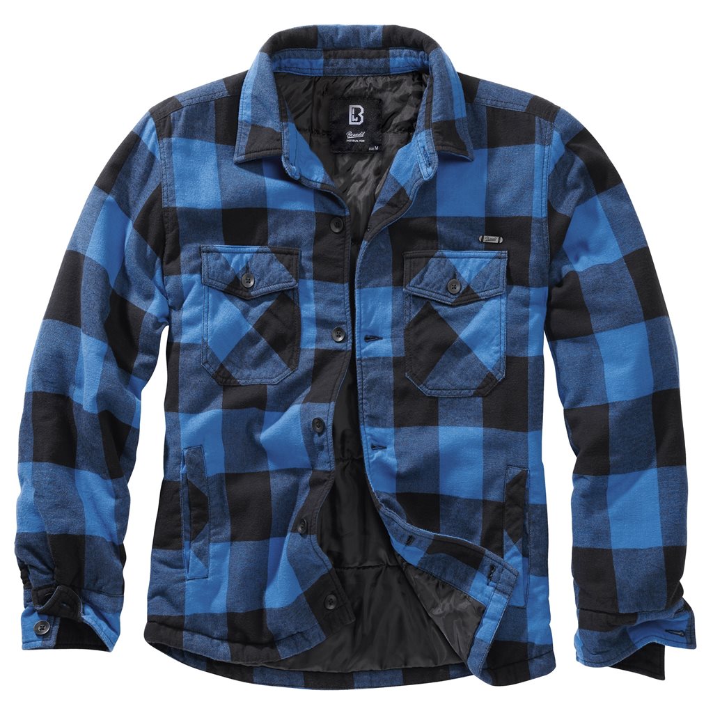 Camisa LUMBERJACKET de franela negra y azul manga larga con bolsillos BRANDIT