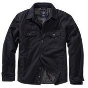 Camisa LUMBERJACKET negra de franela térmica con bolsillos y cuello mao - BRANDIT