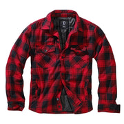 Camisa LUMBERJACKET de franela roja y negra, manga larga con bolsillos y forro térmico