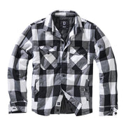 Camisa LUMBERJACKET flannel blanco/negro, manga larga y bolsillos, BRANDIT