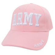 Gorra DELUXE ARMY rosa perfil bajo con texto blanco, mujer, ajuste regulable, 100% algodon sarga cepillada
