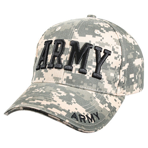 Gorra DELUXE ARMY ACU DIGITAL en algodón peinado con bordado 'ARMY' y cierre de velcro