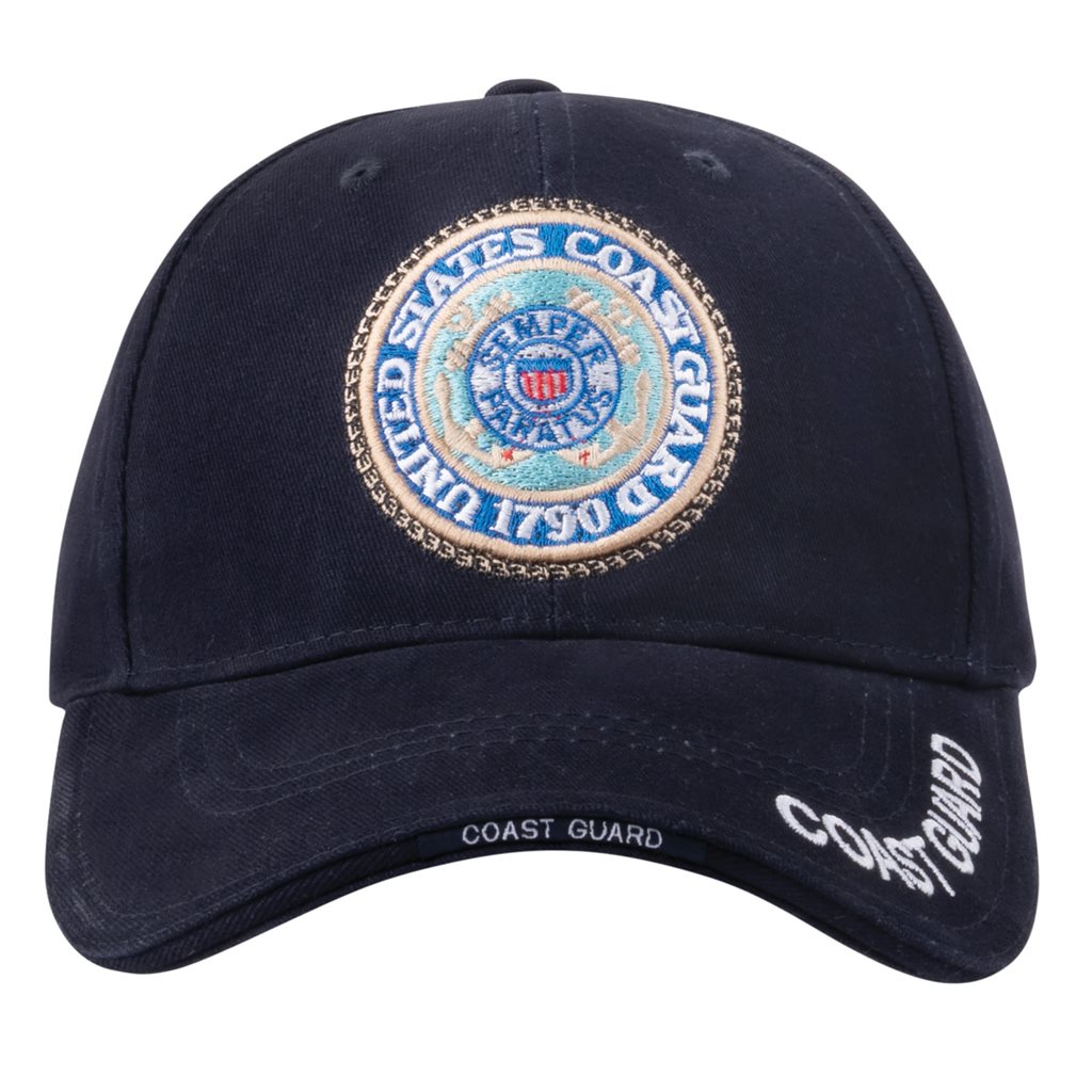 Gorra DELUXE U.S. COAST GUARD con escudo bordado 3D y visera rígida