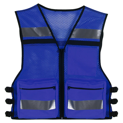 Chaleco reflectante EMS azul para unidades de rescate, resistente y de alta visibilidad