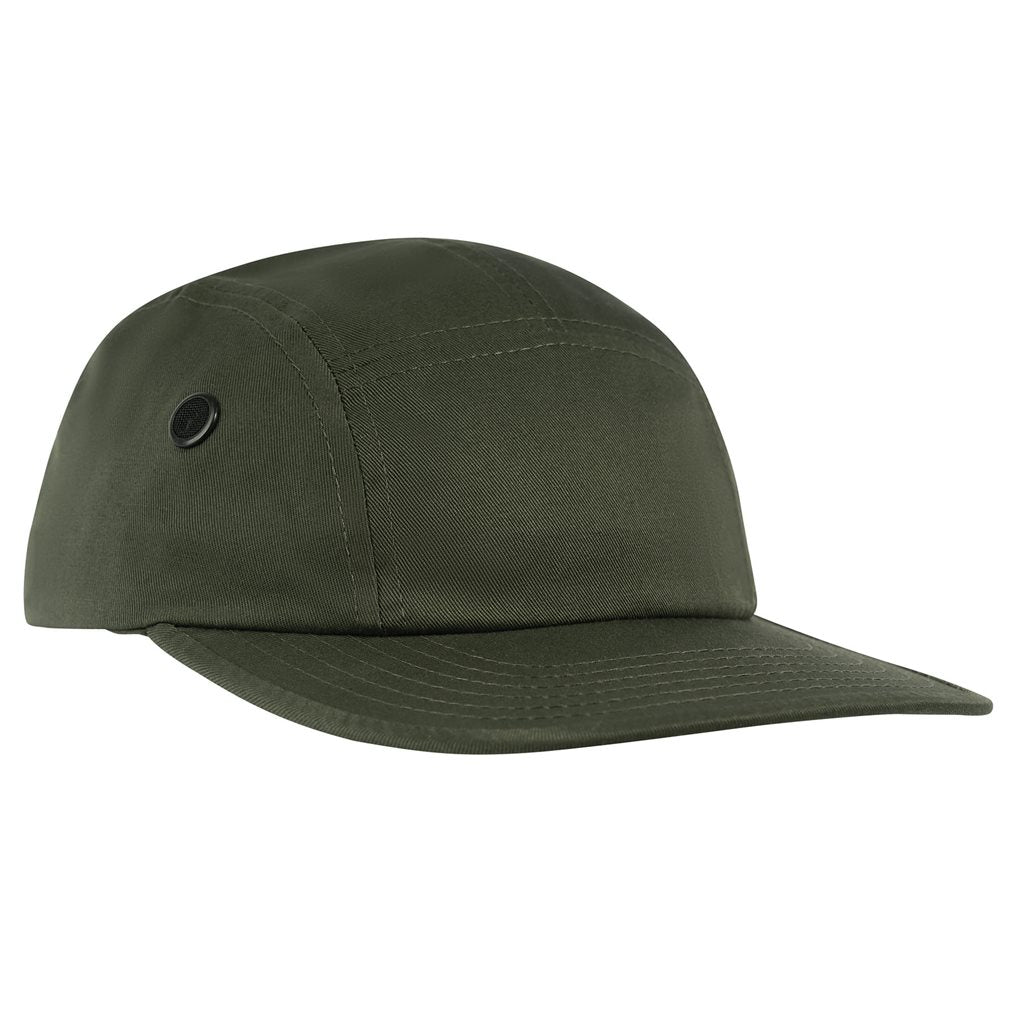 Gorra WOODLAND con dos orificios de ventilación laterales y correa de cuero ajustable