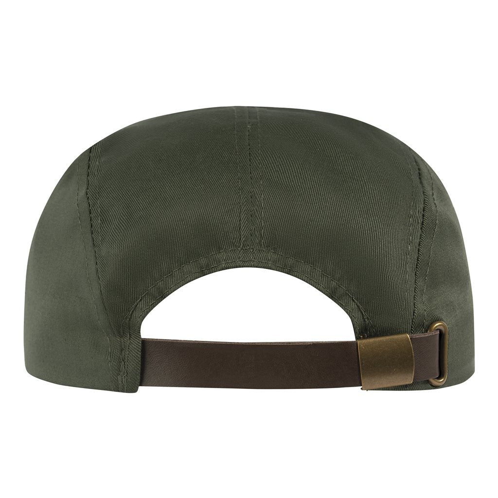Gorra WOODLAND con dos orificios de ventilación laterales y correa de cuero ajustable