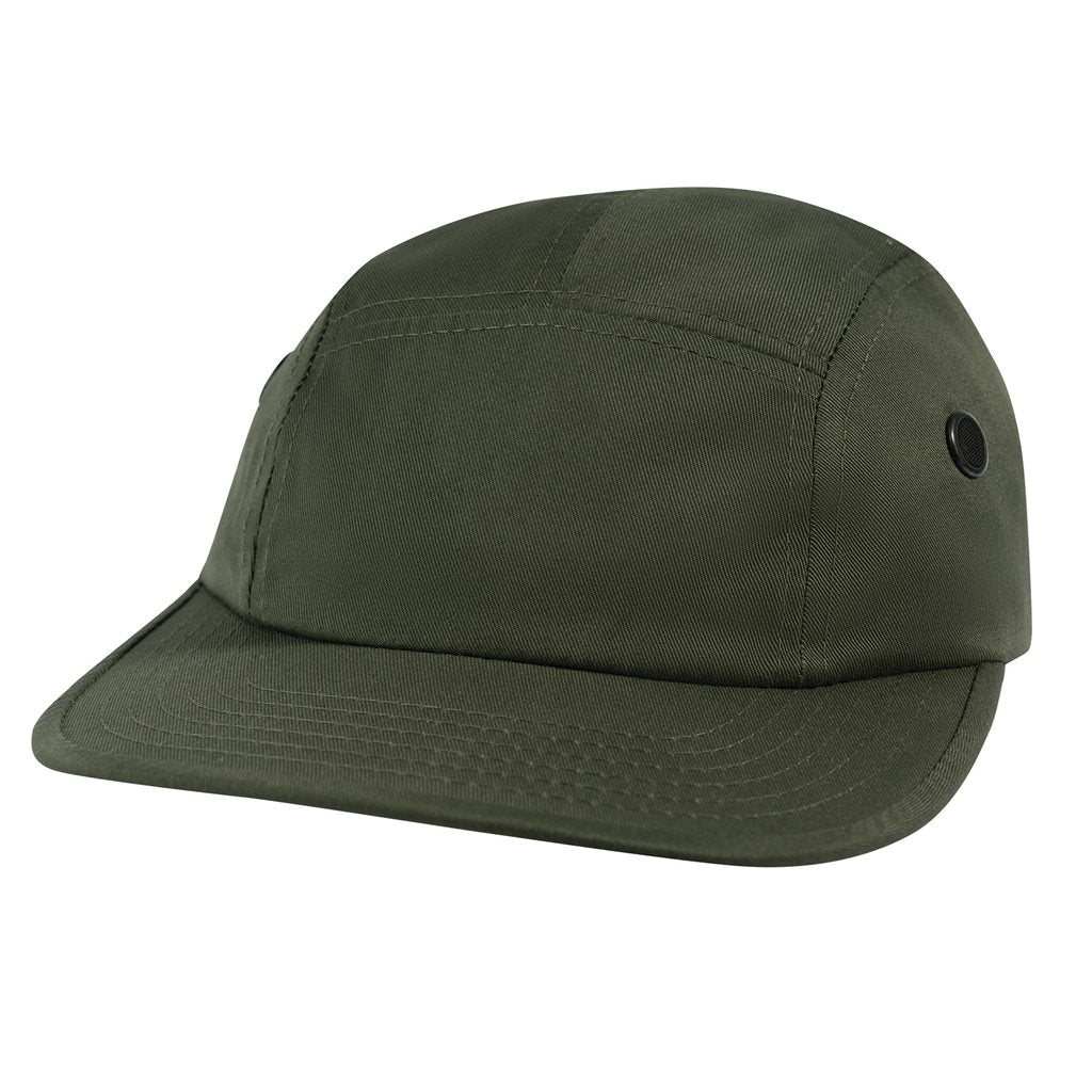 Gorra WOODLAND con dos orificios de ventilación laterales y correa de cuero ajustable