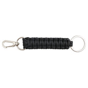Llavero Paracord negro con aro metálico, 2,3 cm x 9 cm, cordón 1,4 m al desenredar