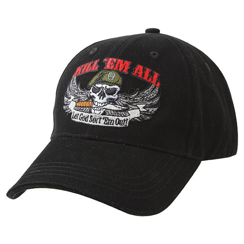 Gorra baseball DELUXE negra con motivo KILL 'EM ALL y visera de capas