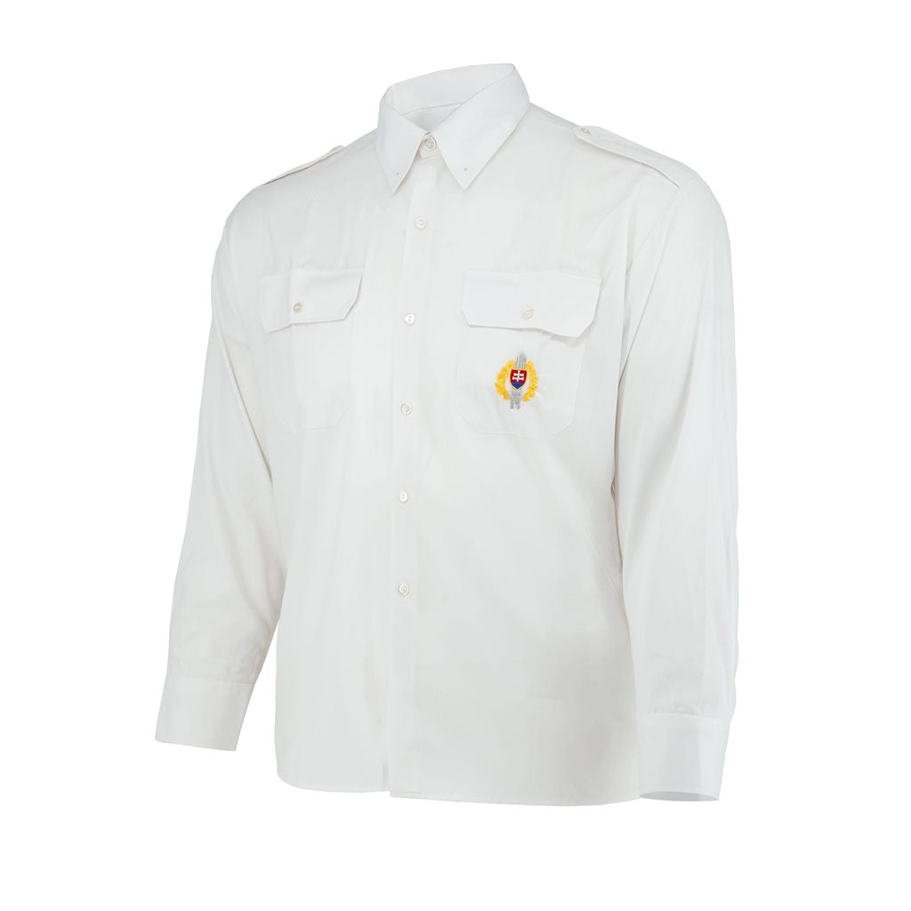 Camisa blanca SK de manga larga (modelo eslovaco) vista frontal