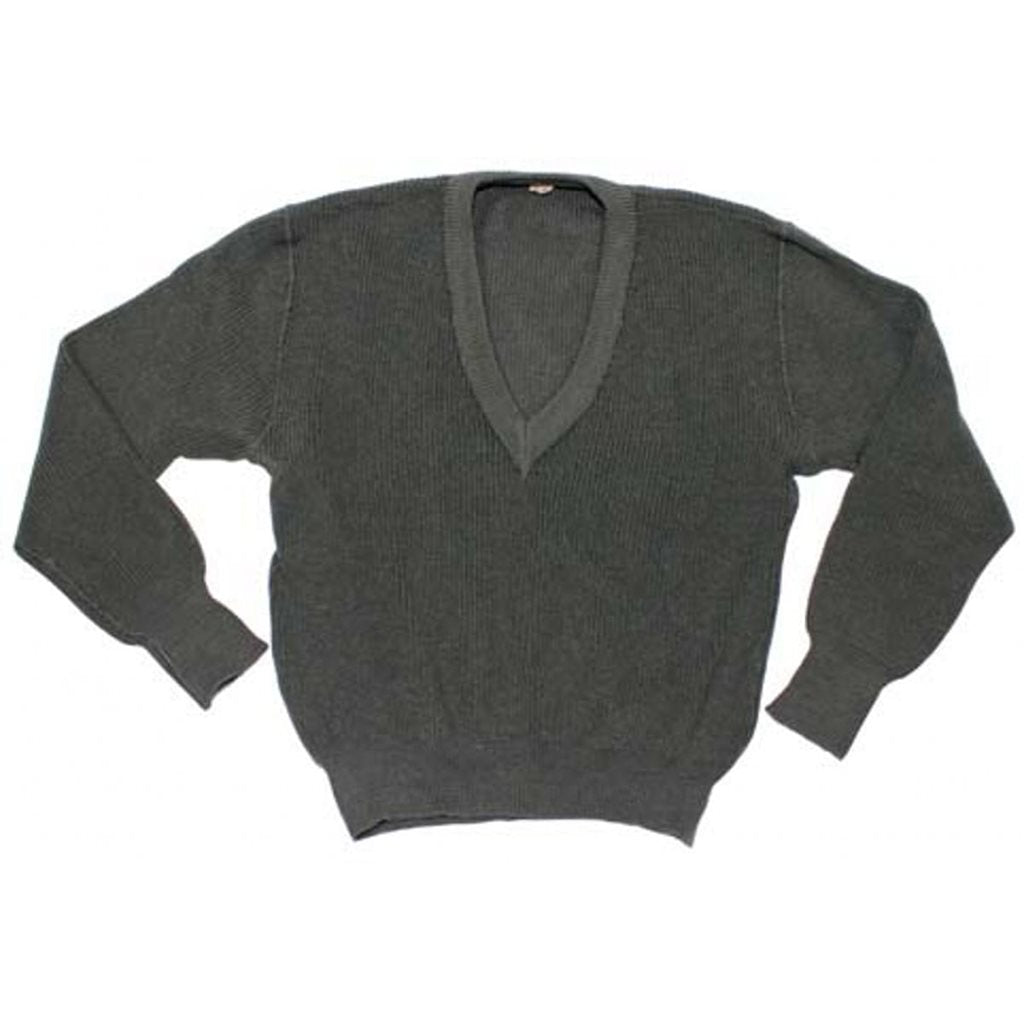 Jersey gris de corte austriaco con cuello en V (usado)