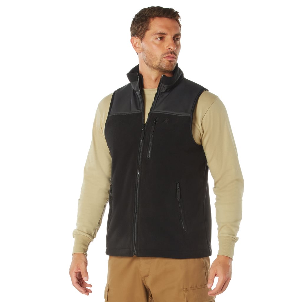 Chaleco fleece táctico SPEC OPS en negro, diseño de bajo perfil