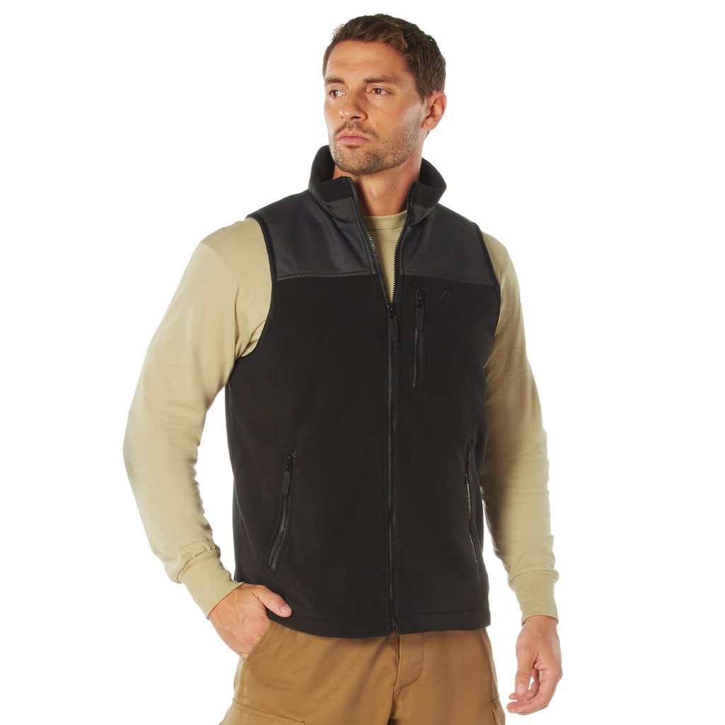 Chaleco fleece táctico SPEC OPS en negro, diseño de bajo perfil