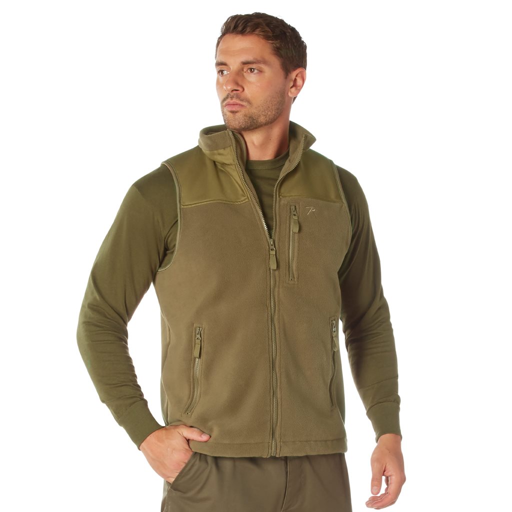 Chaleco fleece táctico SPEC OPS color coyote, cálido y de bajo perfil