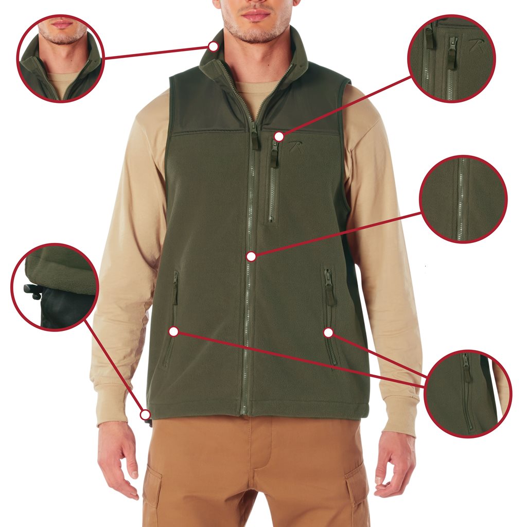 Chaleco fleece táctico SPEC OPS verde, cálido y perfil bajo