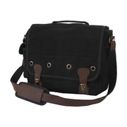 Bandolera Trailblazer Rothco negra en algodón con detalles en cuero y herrajes de latón, 38 x 28 x 13 cm