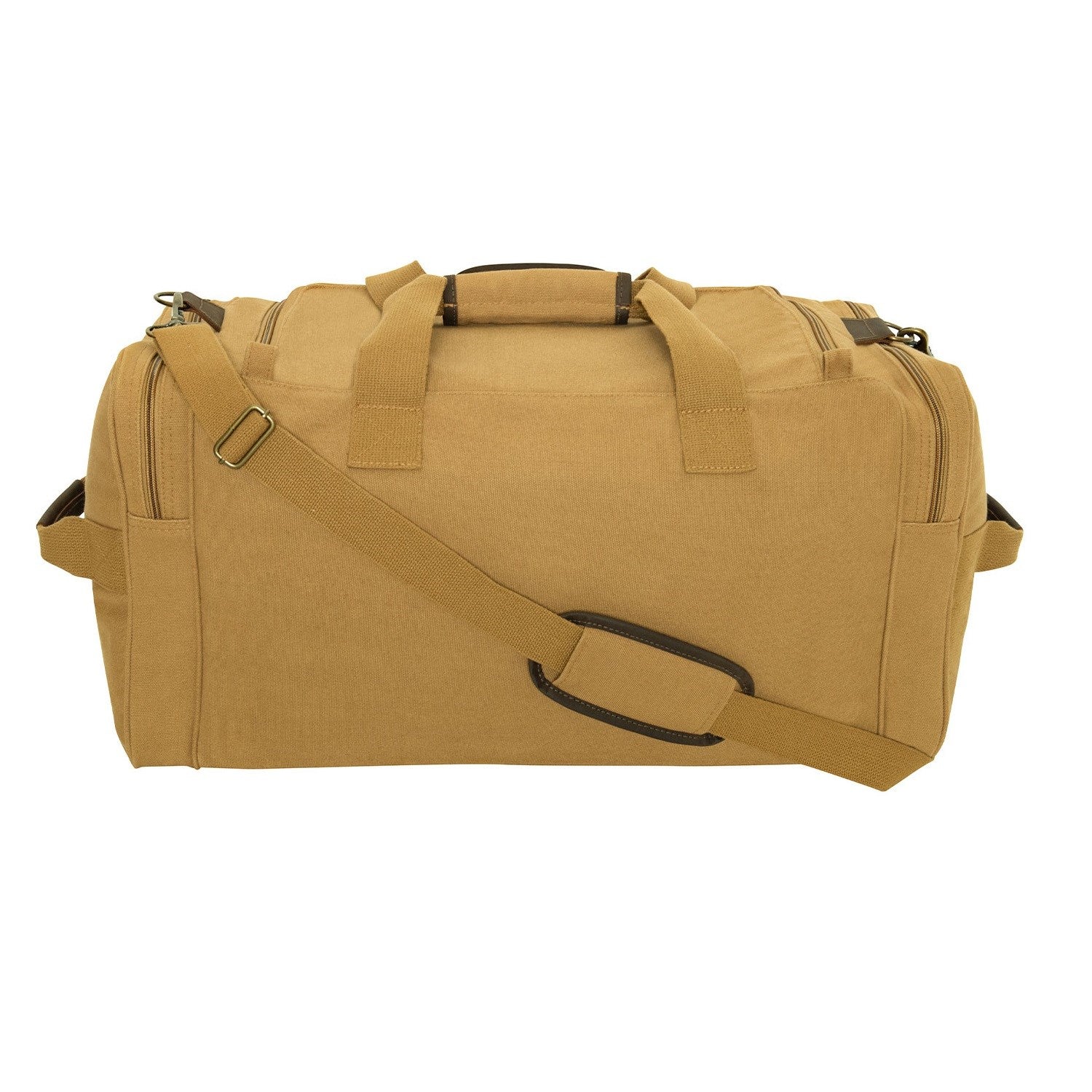 Bolsa WEEKEND coyote de lona 100% algodón con correa desmontable y bolsillos con cremallera