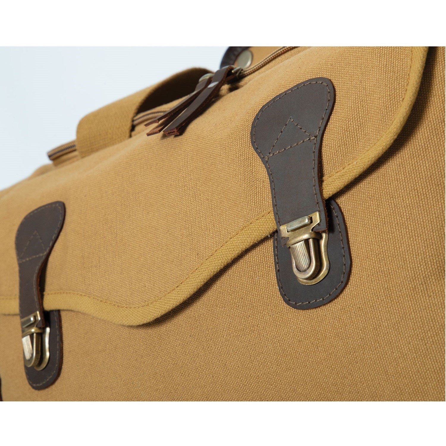 Bolsa WEEKEND coyote de lona 100% algodón con correa desmontable y bolsillos con cremallera