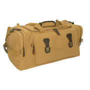 Bolsa WEEKEND coyote de lona 100% algodón con correa desmontable y bolsillos con cremallera