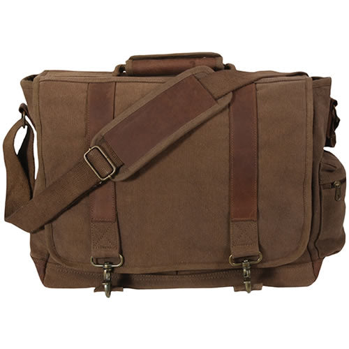 Bolsa bandolera Vintage Pathfinder de lona y piel con hebillas de latón