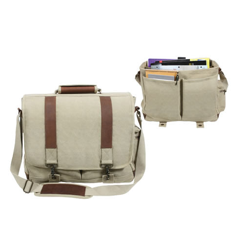 Bolsa bandolera Vintage Pathfinder de lona y piel con hebillas de latón